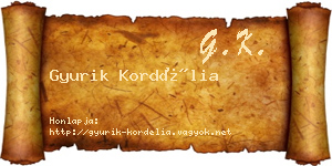 Gyurik Kordélia névjegykártya